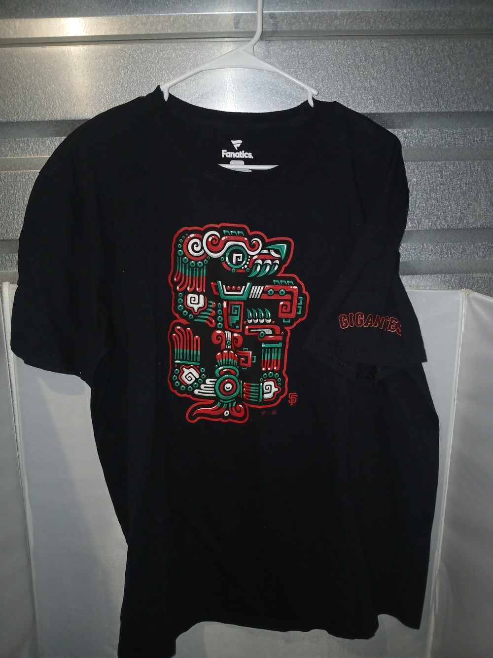 Fanatics SF Giants Gigantes Aztec Mayan Tribal Logo T-Shirt Black Size XL